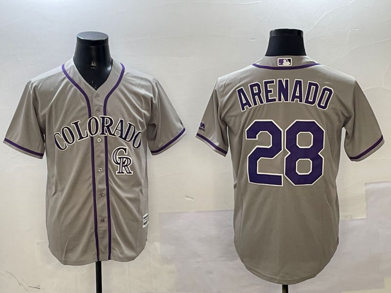 Men Colorado Rockies #28 Arenado Grey Game 2025 Nike MLB Jersey style 6->colorado rockies->MLB Jersey